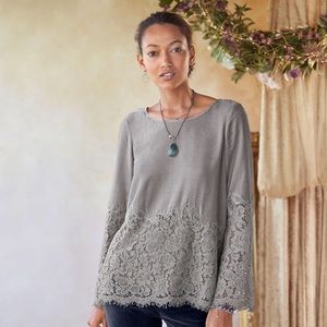 Sundance Lace Cascade Blouse in Moonshine